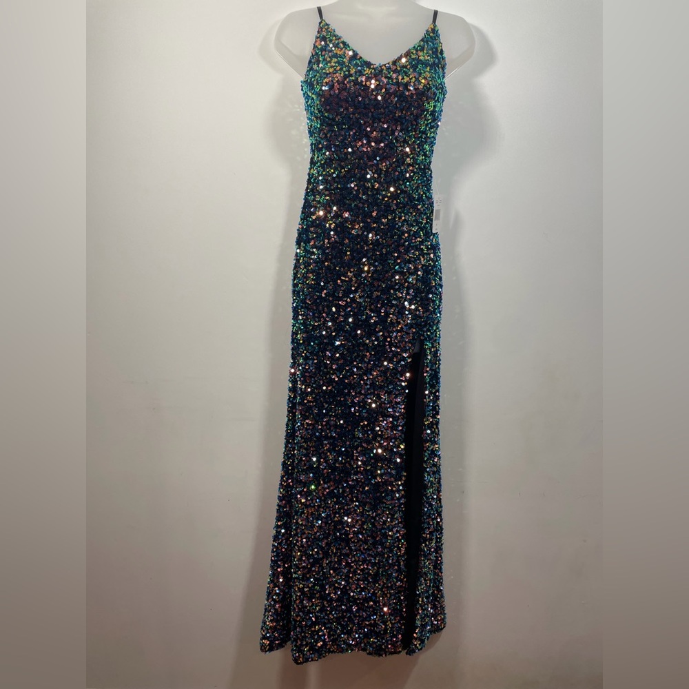 Sequined Spaghetti-Strap Evening Gown size 0